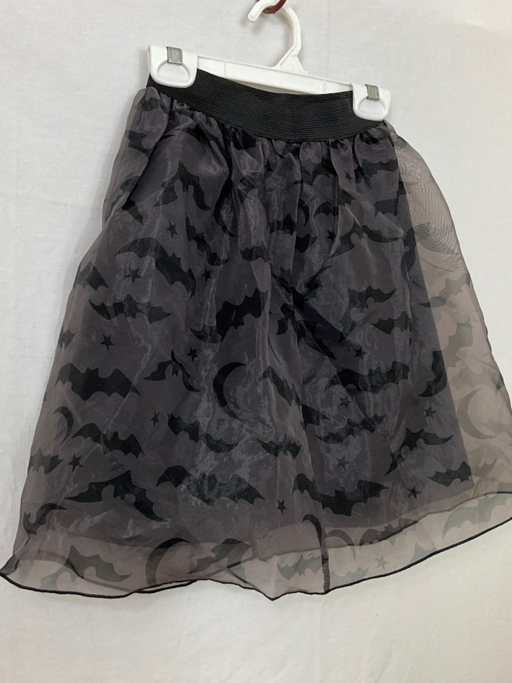 Black Tulle Skirt Halloween Theme Bat and Moon Pattern Child Size 10